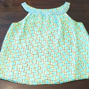 Worth Multicolor Silk Top With Beaded Neckline